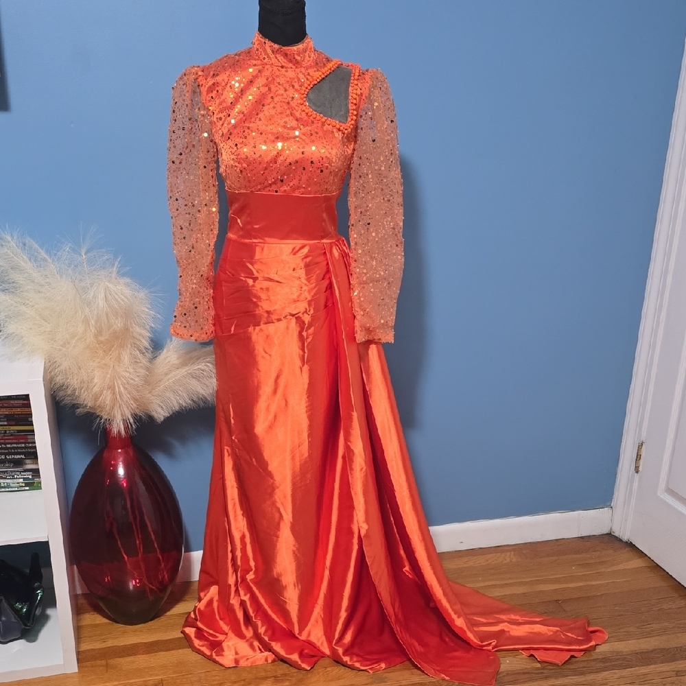 Elegant Orange Evening Gown NWOT
